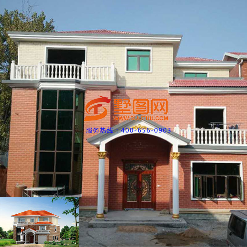 稳重三层农村自建房，赣州的龚先生建了左右对称的两套图片